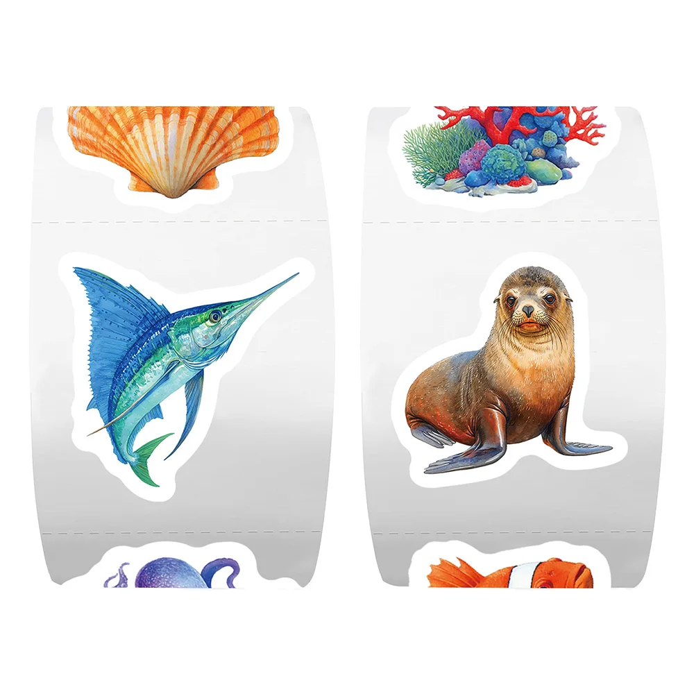 500/1000 قطعة ملصقات المحيط تحت البحر ملصقات السلاحف على شكل سمكة حيوانات للكمبيوتر المحمول لزجاجة المياه ، ملصق مخلوق البحر المقاوم للماء Pa