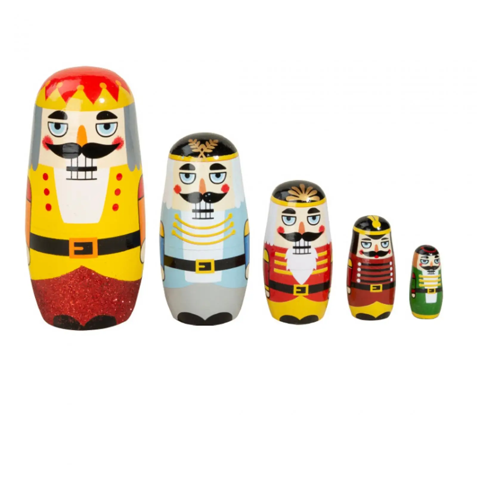 5x Nutcracker Collectible Home Decor Wishing Gift New Year Holiday Gift Stacking Doll Set Nesting Doll Toy Matryoshka Decoration