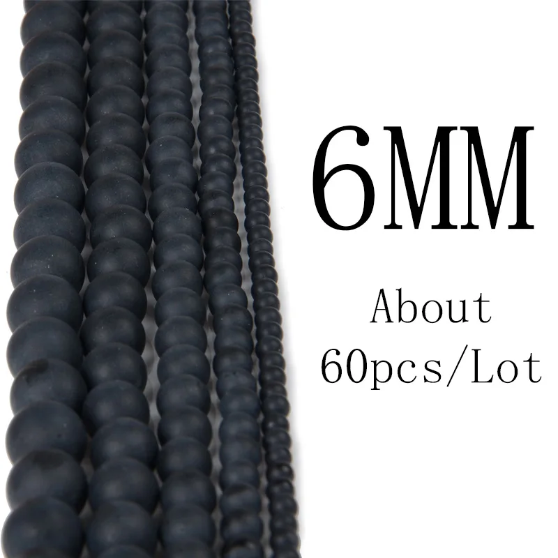 Chanfar Dull Polish Black Agates Onyx Beads Matte Round Natural Stone Beads For Making DIY Jewelry 4 6 8 10 12mm Size