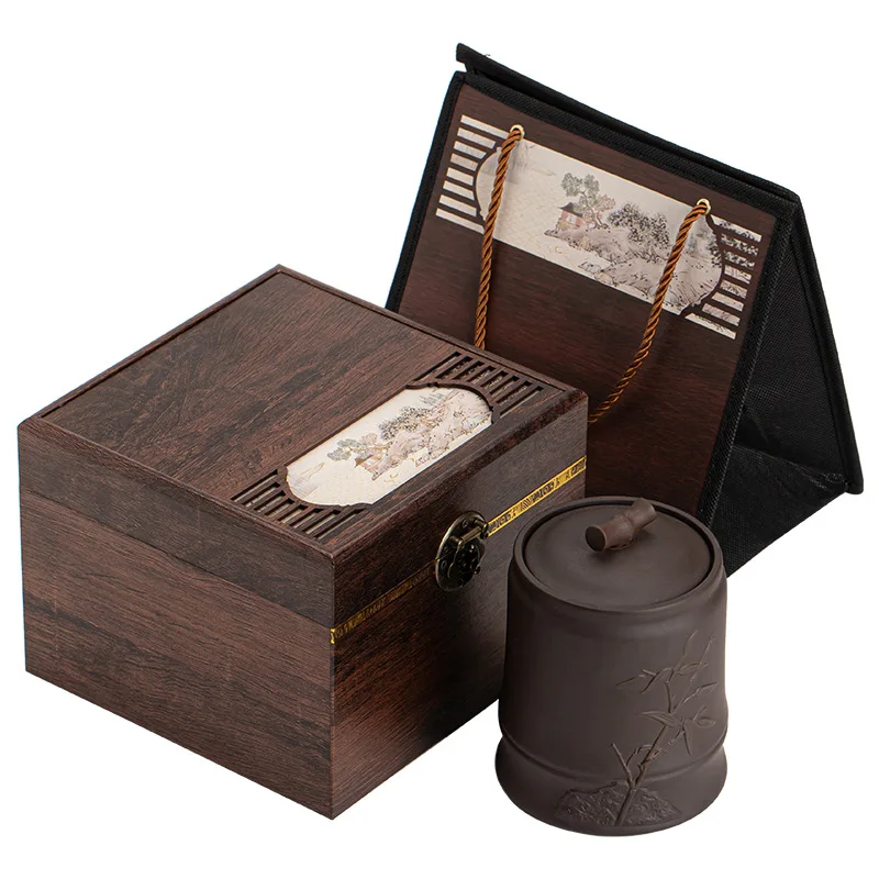 HYS ceramic tea can packaging box empty box retro purple sand single can gift box empty black tea Pu'er black tea storage