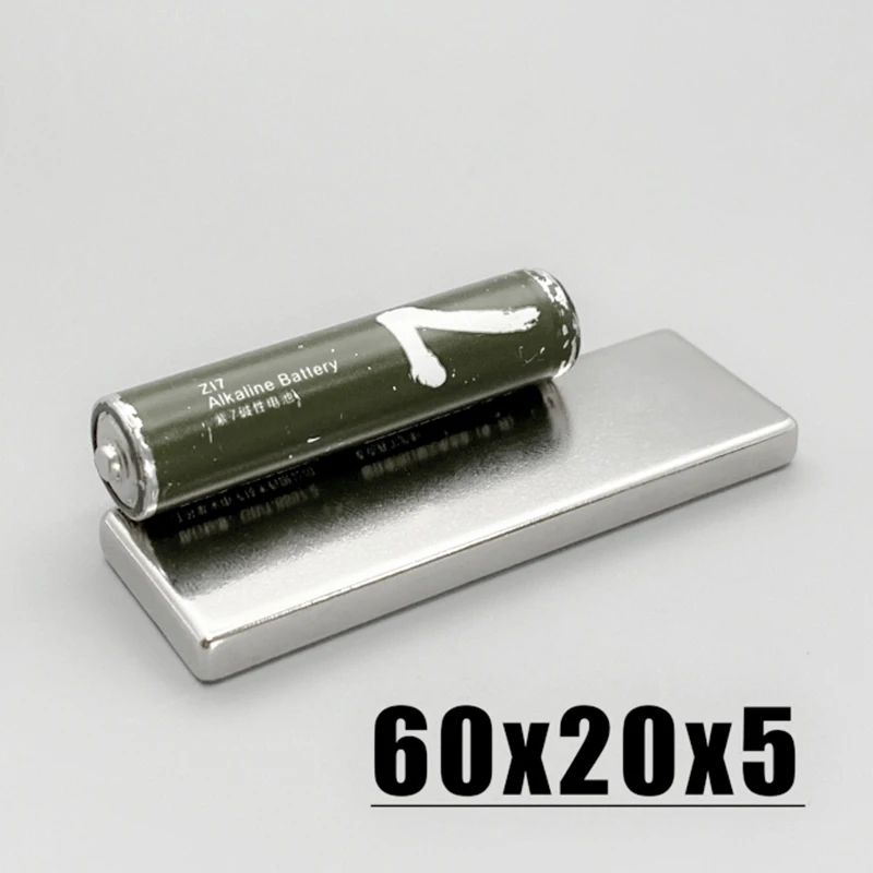 1-20pcs 60x20x5mm Magnet Neodymium Magnet N35 NdfeB Permanent Magnetic Imanes Magnets Square Shape 60*20*5 Magnet Accessory