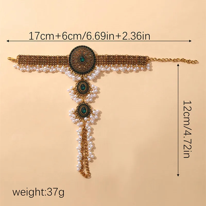 Ethnic Vintage Crystal Decoarion Bracelet For Women Bijoux Ethnic Handmade Metal Beads Tassel Hand Bracelets Jewellery