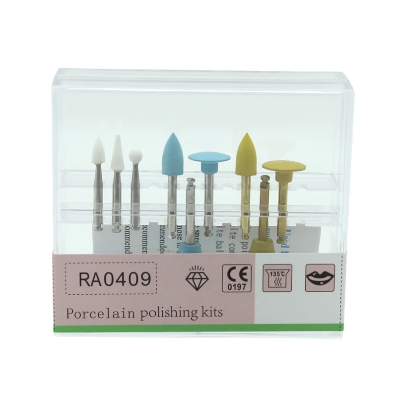 

9pcs/set RA0409 Dental Composite Polishing Porcelain Teeth Polisher for Low Speed Handpiece Bur Ceramic Silicone Rubber Grinding