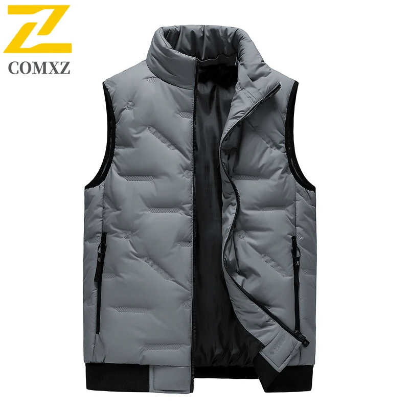

COMXZ Men Vest High Quality Stand Collar Outdoor Photography Thick Warm Padded Jacket Sleeveless Design Urban Style Winter Coat