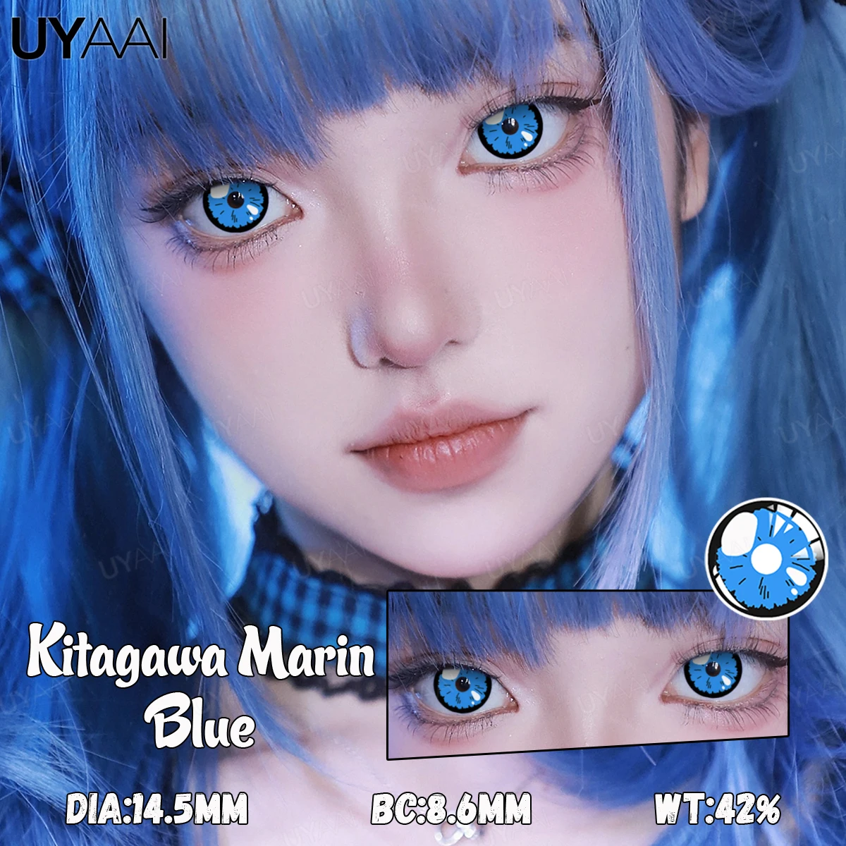 UYAAI Cosplay Kontaktlinse Halloween Make-up Anime Charakter Make-up Bunte Schwarz Rosa Rot Blau Blocklinse