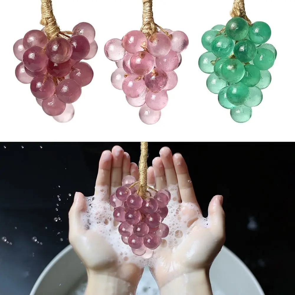 

Gentle Crystal Transparent Handcrafted Grape Soap Simulated Rich Foam Cleansing Soap Hanging Can Be Cut Plant Soap for Shower