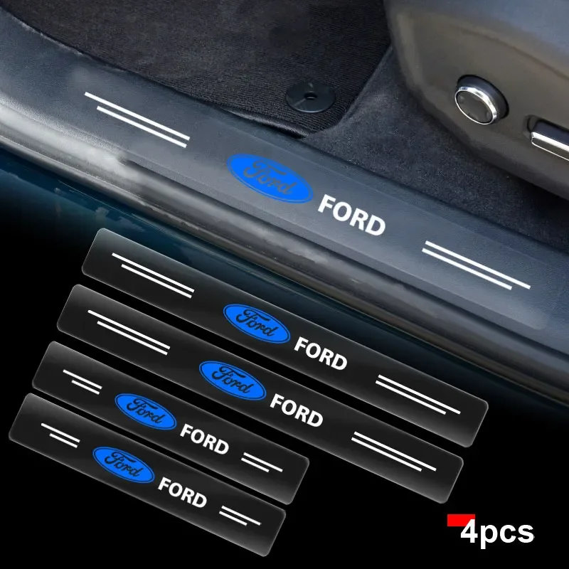 4Pcs Car Threshold Transparent Protective Film Sticker For Ford Focus 2 3 1 Fiesta MK1 MK2 MK3 MK6 MK7 Fusion Ranger Auto Goods