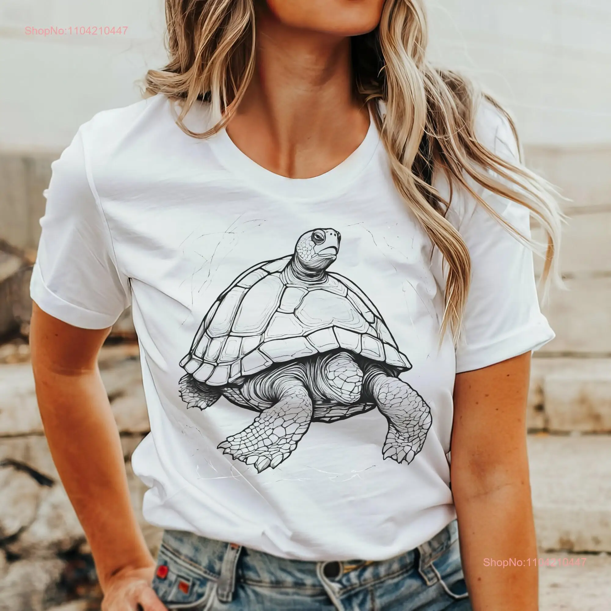 Surrealistic Turtle  T Shirt Tortoise One Line Art Abstract long or short sleeves