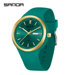 2024 Fashion Sanda Brand 6213 Casual Female Student Hand Quartz Simple Women's Dual Calendar Elegant Female Student Quartz Watch