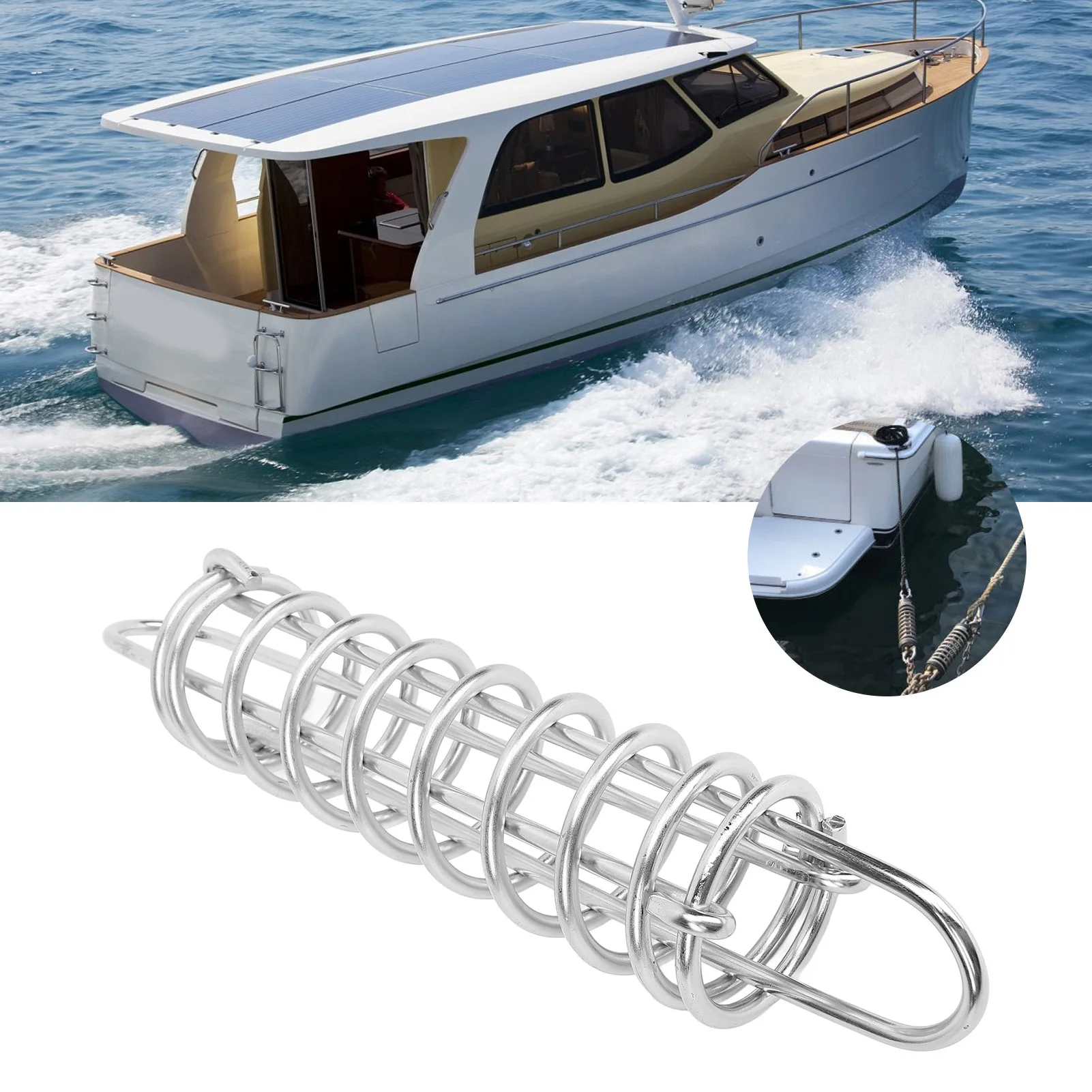Resorte de amarre marino, resorte de amarre para barcos de 5X270mm, resortes de amarre de línea de muelle amortiguadores de acero inoxidable 316 para yates