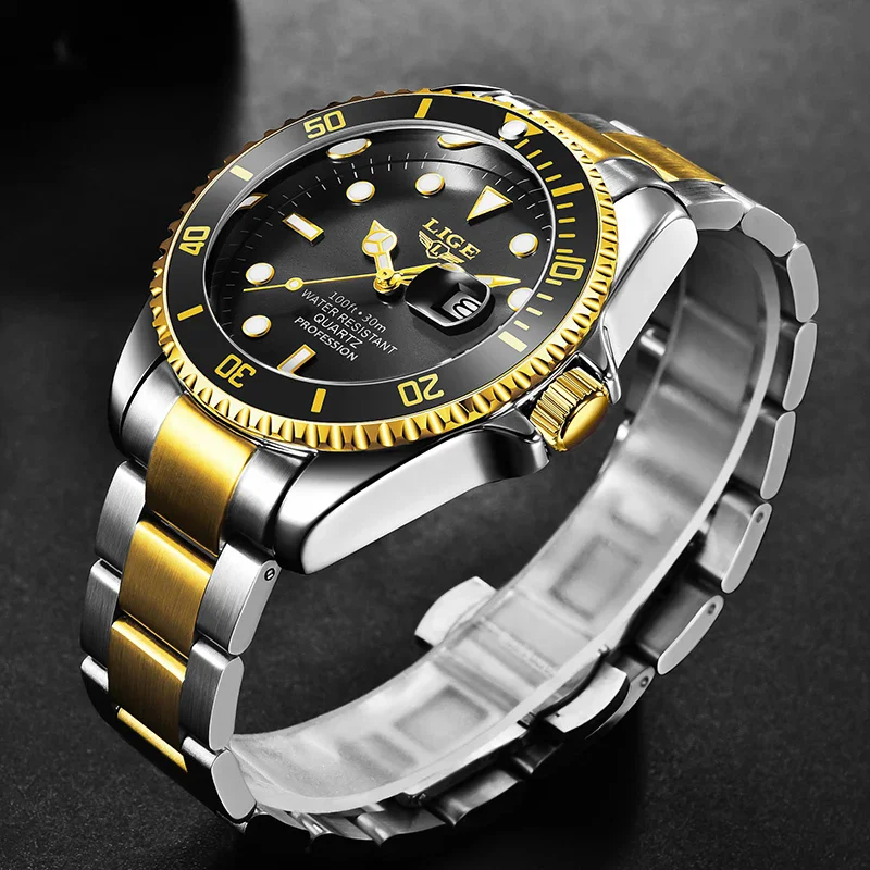 LIGE Top Brand Luxury Fashion Diver Watch Men 30ATM Waterproof Date Clock Sport Watches Mens Quartz Wristwatch Relogio Masculino