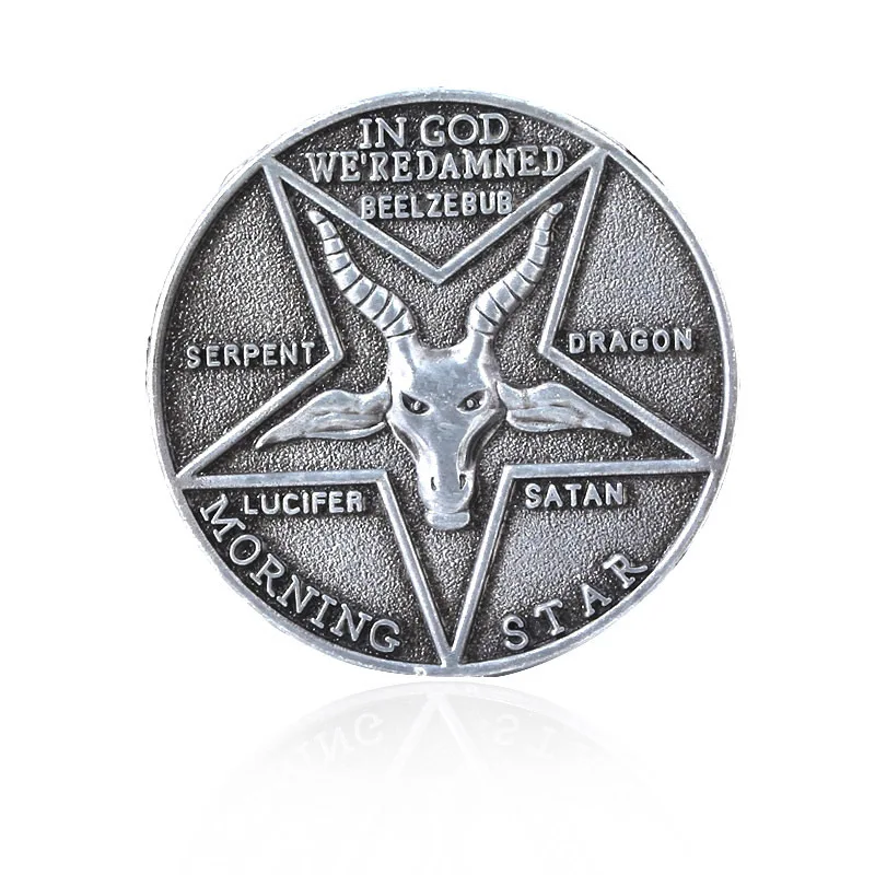 P-Jsmen TV Show Lucifer Morningstar Satanic Pentecost Cosplay Coin Commemorative Metal Coin Badge Halloween Accessories Prop