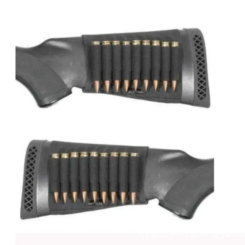 Hunting 6/9 Rounds Shotgun Buttstock Cartridge Pouch Shell Holder Bullet Bandolier Carrier Bag，Gun Accessory  Magazine Pouch