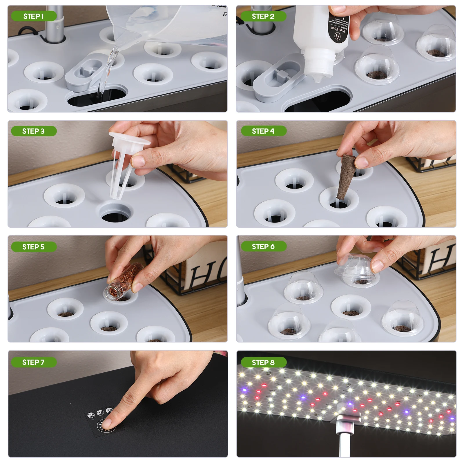 1Set Indoor Hydroponics Growing System Intelligent Planter Hydroponic Planting Kit Auto Water Fertilizer Multi-Plant Home