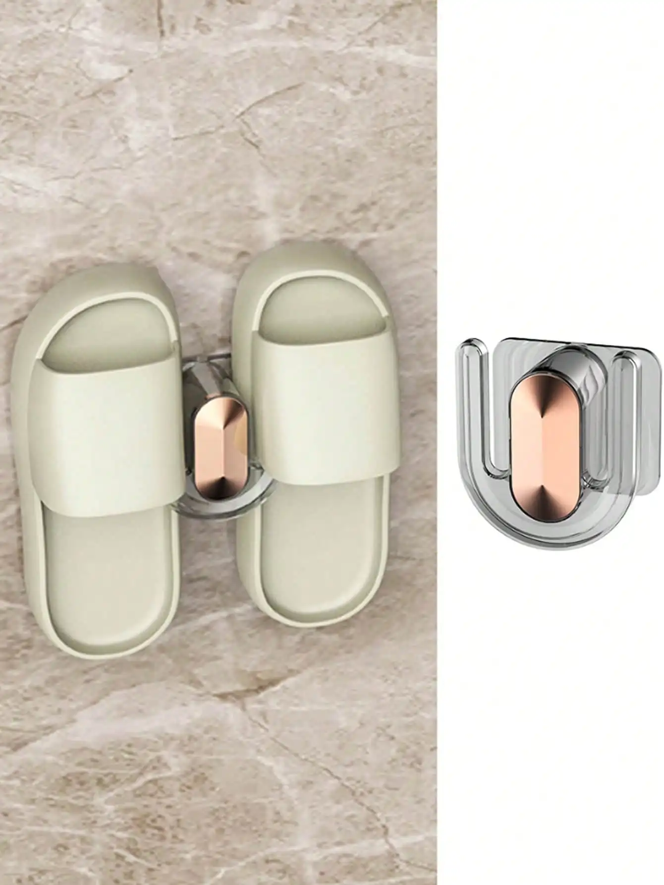 

1pc Wall-mounted slippers, bathroom shelf, shoes to receive artifact, bathroom slippers, no hook punch drop, gray