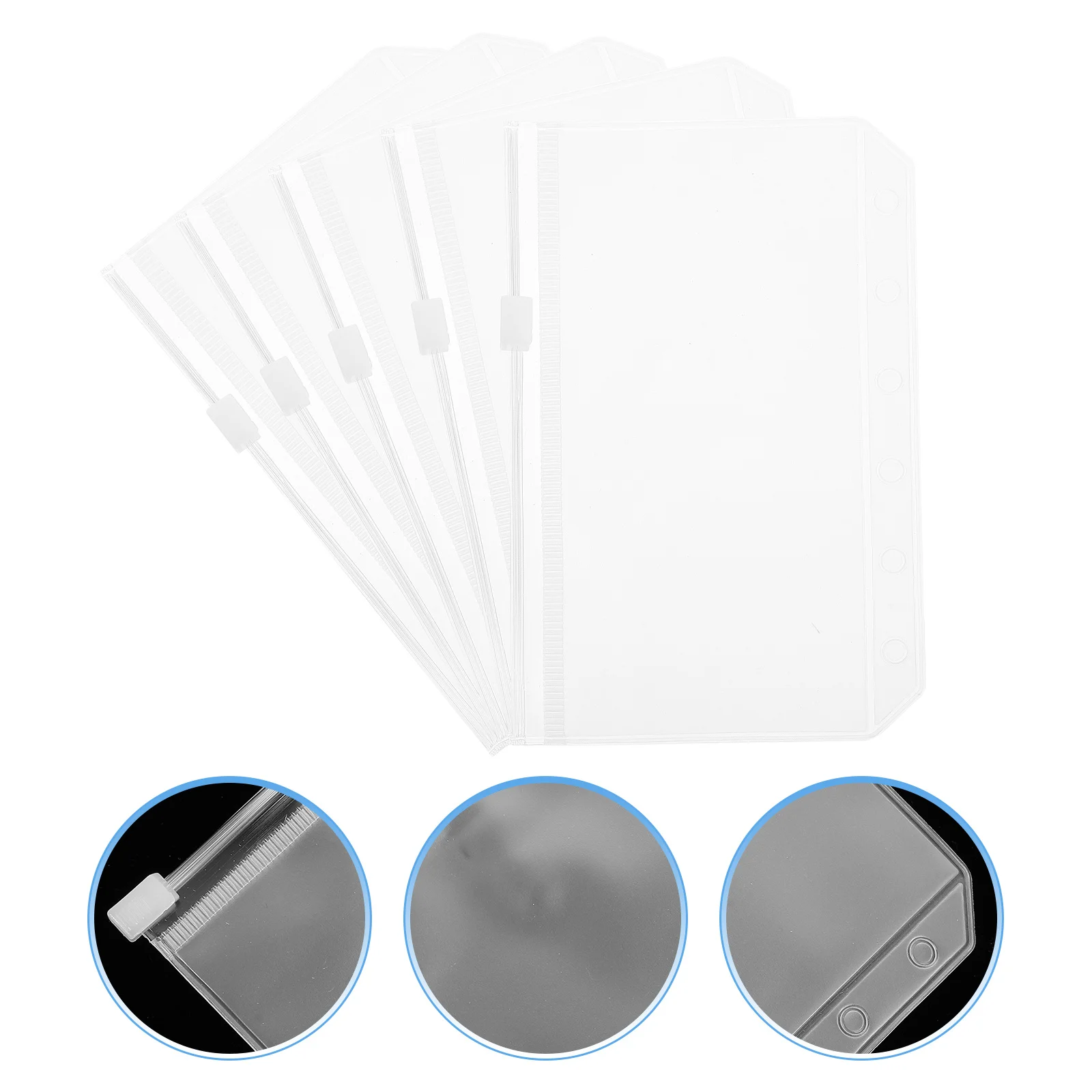 

5 шт. прозрачные сумки для хранения документов, вкладыши на молнии, сумки для переплета с шестью отверстиями, органайзер для файлов, водонепроницаемый держатель для документов из ПВХ