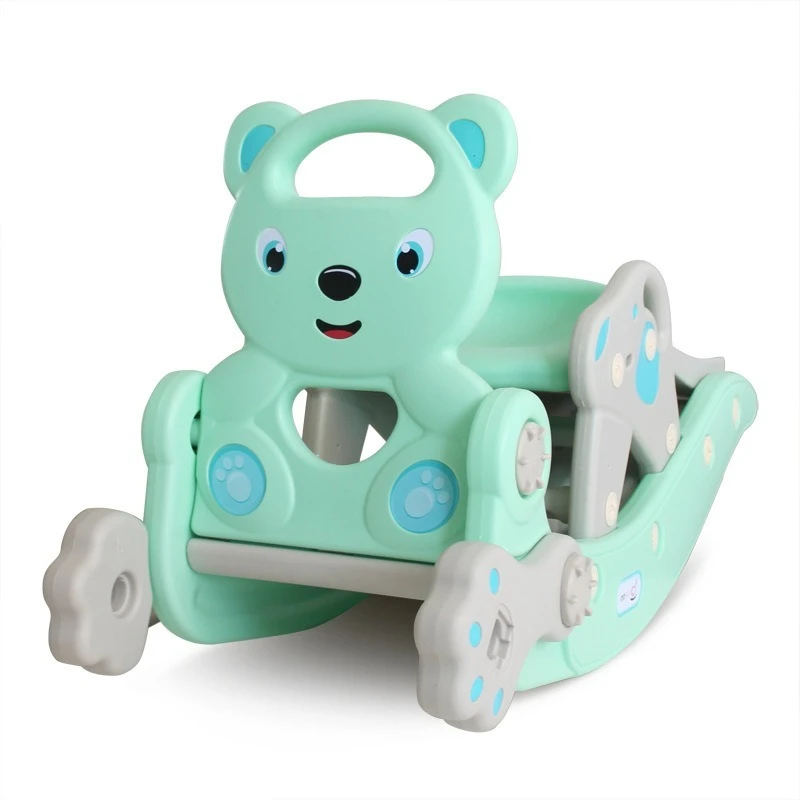 Children Multifunctional Indoor Slide Rocking Horse 2-in-1 Baby Toy Kids Plastic Rocking Horse