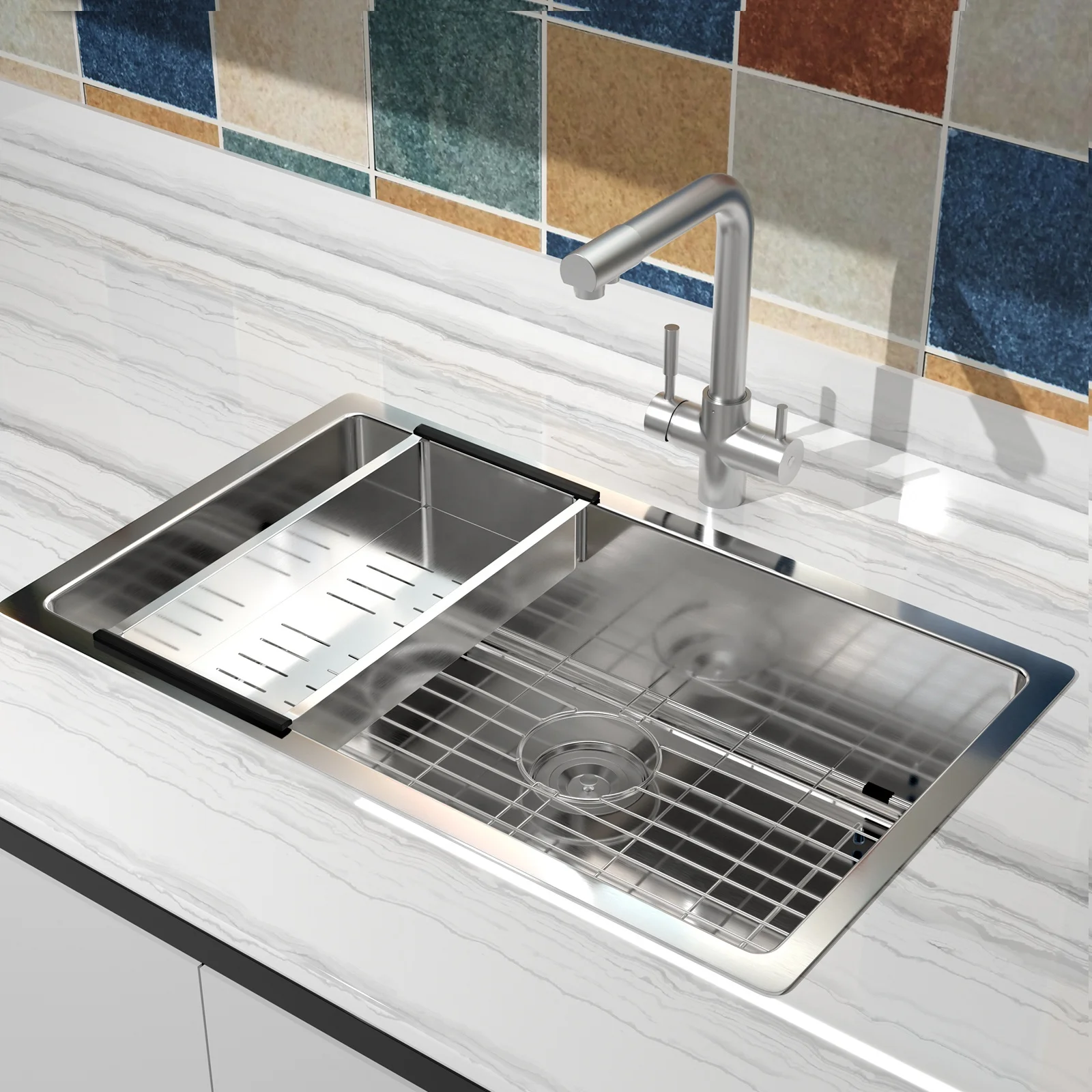 Cupc 304 Kitchen Sinks single Bowl Stainless Steel Undermount Sink North America Standard Size Rectangular Exterior Y39001