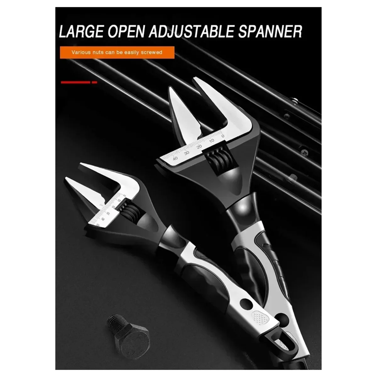 

A83Z Spanner Adjustable Wrench -V Steel Mechanical Workshop Hand Repair Tools Car Bicycle Wrench Large Opening Spanner 12 Inch