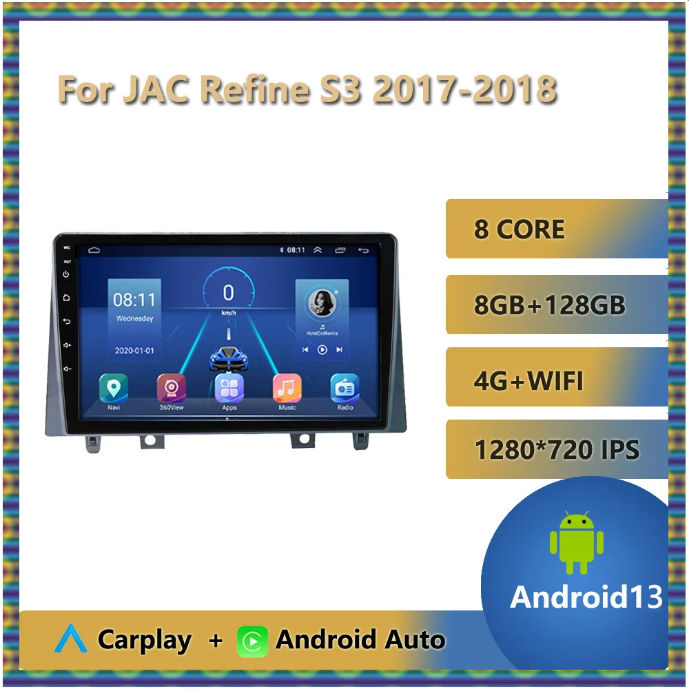 Для JAC Refine S3 2017 2018 автомобильный радиоприемник мультимедийный видеоплеер навигация стерео 2 Din головное устройство 8 ядер 1280*720 IPS сенсорный экран