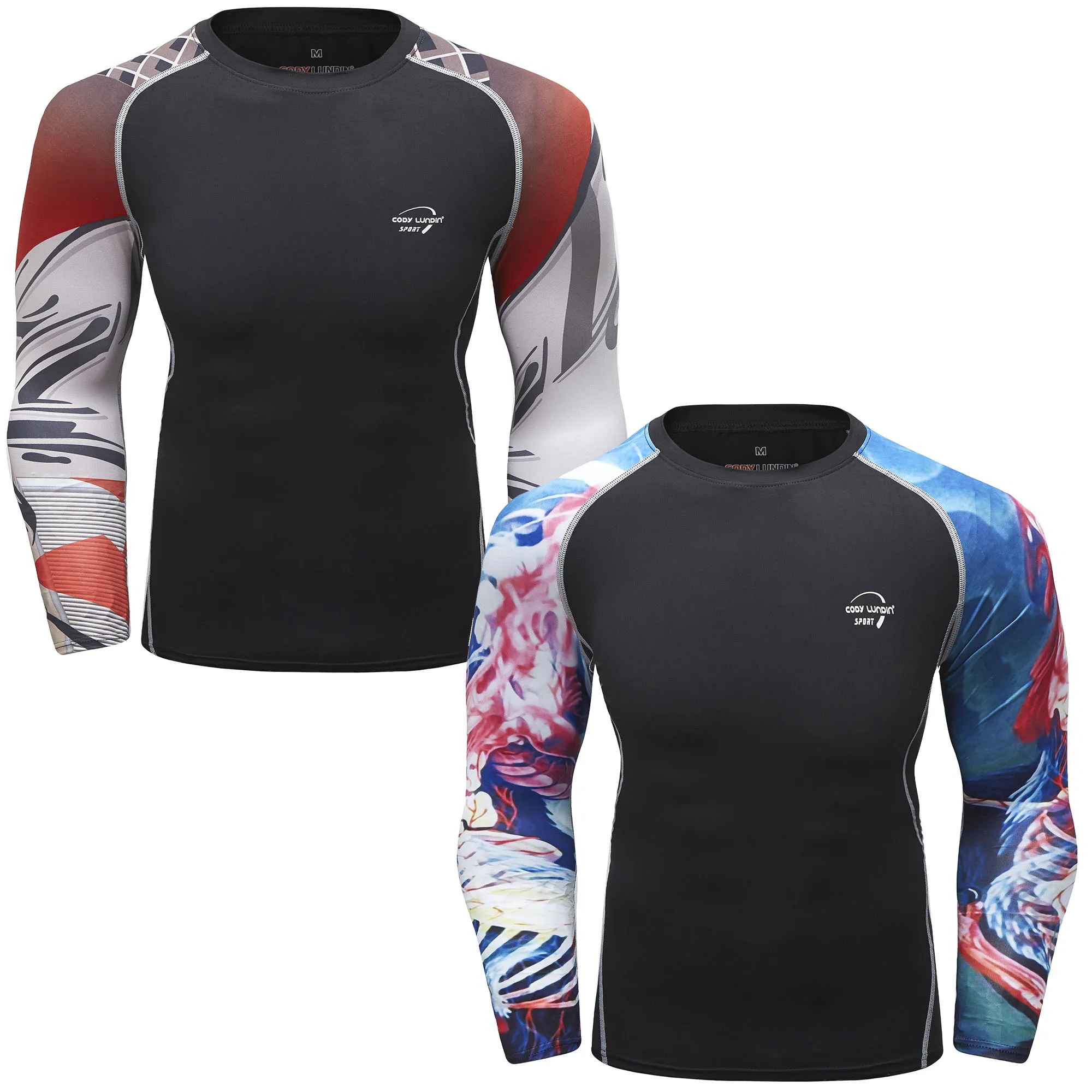 Cody Lundin Polyester Spandex 3d Print Compression T Shirts Sublimated MMA Rash Guard Surf Long Sleeve Boxing Gym Fitness Tops