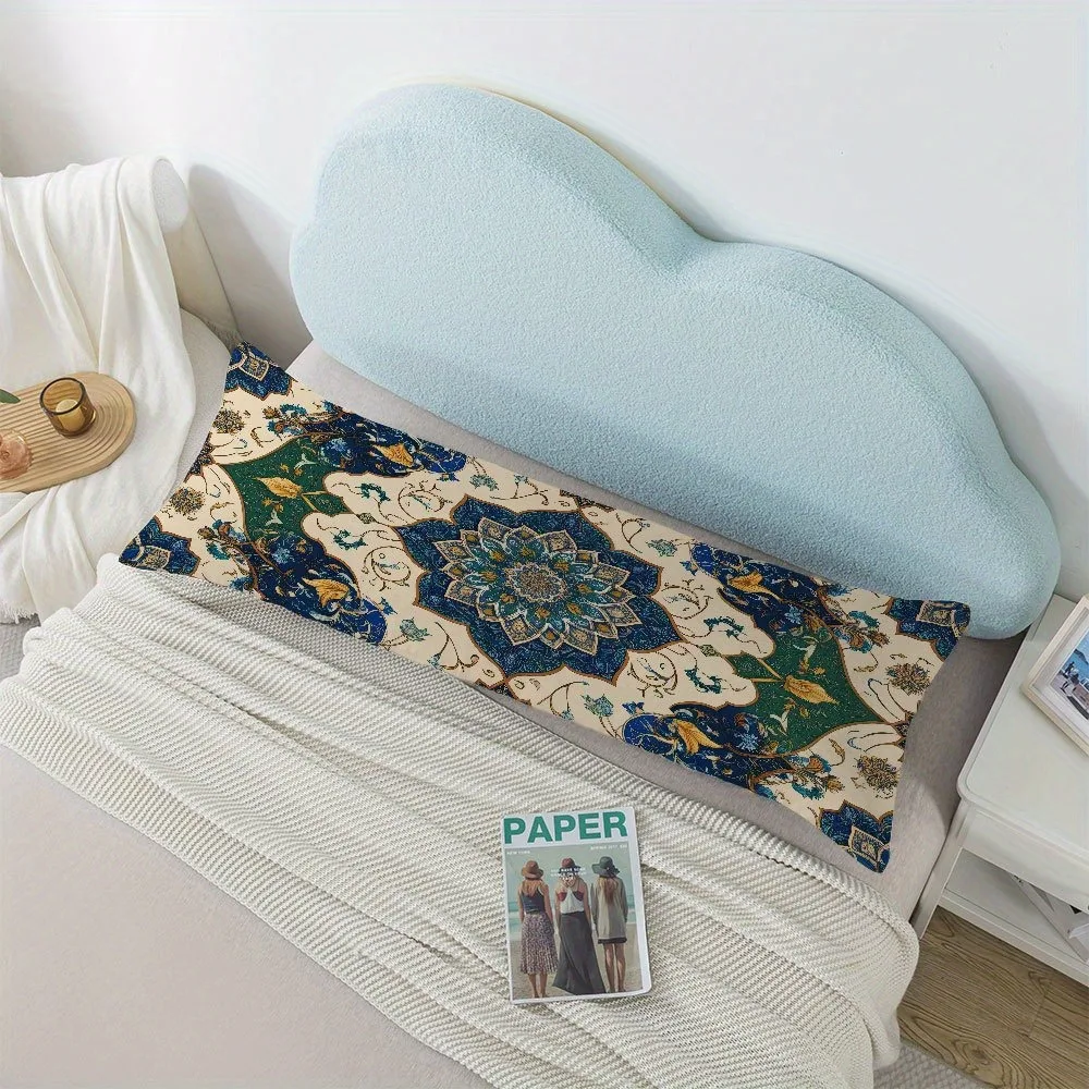 1pc Bohemian Style Life-Sized Pillowcase - Pillow Insert Not Included, 20x54 Inches / 50x137cm - Modern Style, 100% Polyester Fi
