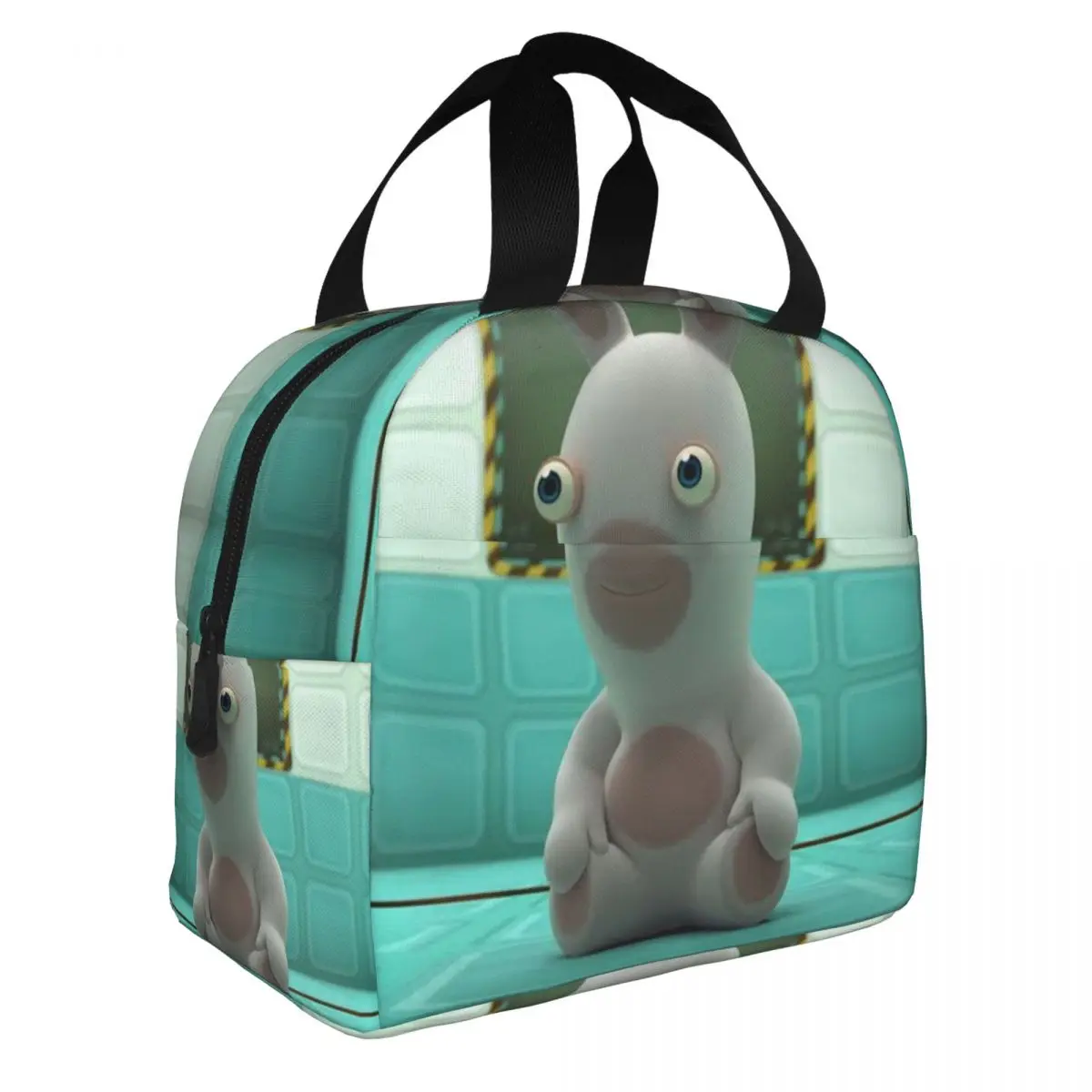 College Student Insulated Case Good Mood Fashion R-Rabbids Invasion Zipper ClosurePicnic StorageFor School