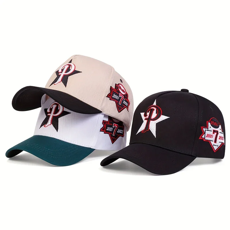 P Letter Pentagram Side 7 Embroidery Baseball Cap Hip Hop Snapback Hat Unisex Trucker Caps Men Women Outdoor Sun Hats Gorras