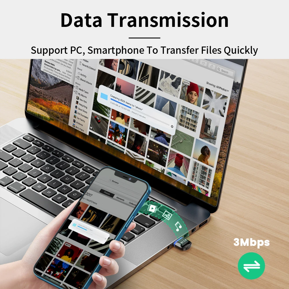 Bluetooth 5.3 Adapter Receiver Transmitter USB Dongle Wireless Music Audio Adapter for PC Laptop Speaker Mouse Keyboard