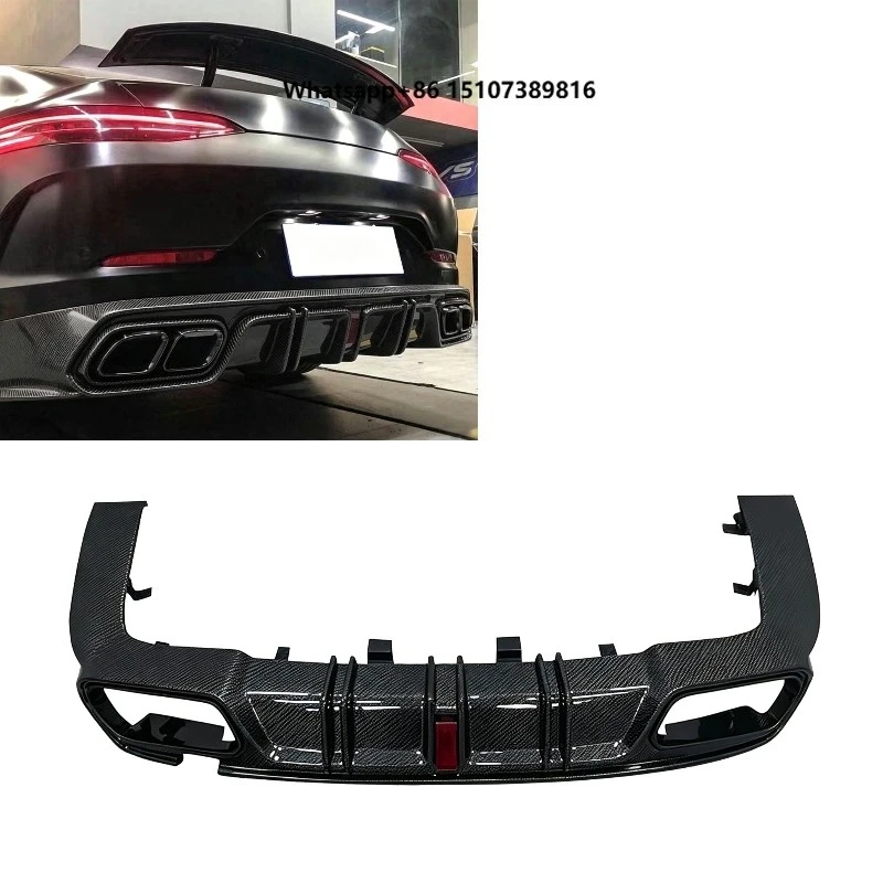 CMST Style Real Carbon Fiber Rear Diffuser for  GT50 GT53 Rear Bumper Lip With Brake Light Splitter Spoiler Bodykit