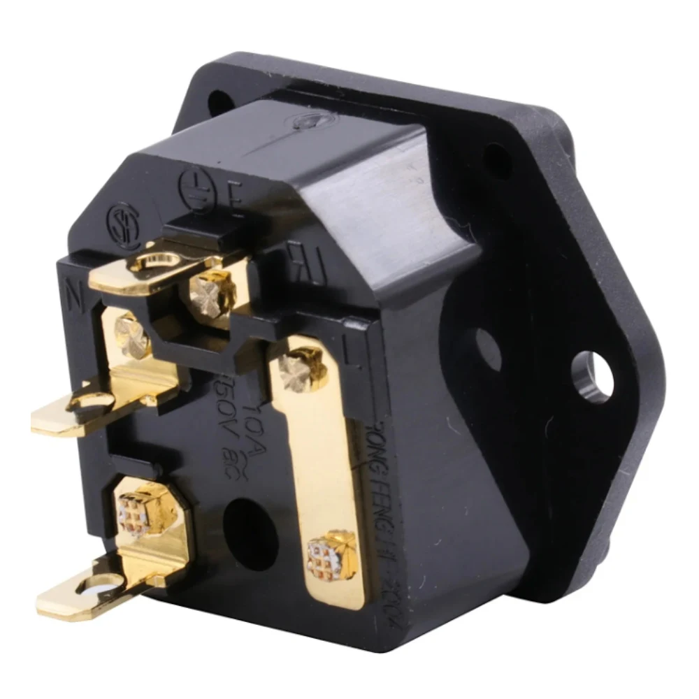 FURUTECH FI-03 Gniazdo zasilania AC IEC320-1 C14 Męskie z uchwytem na bezpiecznik, pozłacane rodem, 10A 250V, oryginalne, nowe, 1 sztuka — zdjęcie produktu 4