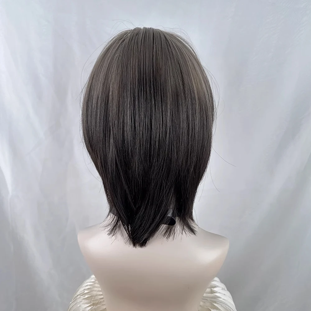 الاصطناعية قصيرة مستقيم أومبير براون شعر مستعار مع الانفجارات لوليتا تأثيري المرأة شعر مستعار رقيق مقاومة للحرارة للحزب اليومي