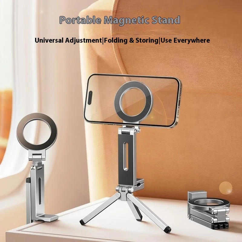 

Mobile Phone Magnetic Stand Magsafe Foldable Rotating Aluminum Metal Clip Desktop Tripod Airplane Selfie Magnrtic