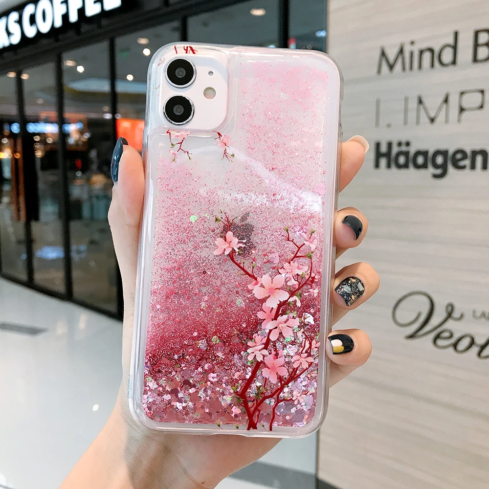 Rosa Flüssig-Quicksand-Hülle für Samsung Galaxy S24 S23 S22 S21 Plus S25 FE S26 Ultra A56 A55 Glitzer Blumen Bling Klare TPU-Abdeckung – Detail 9