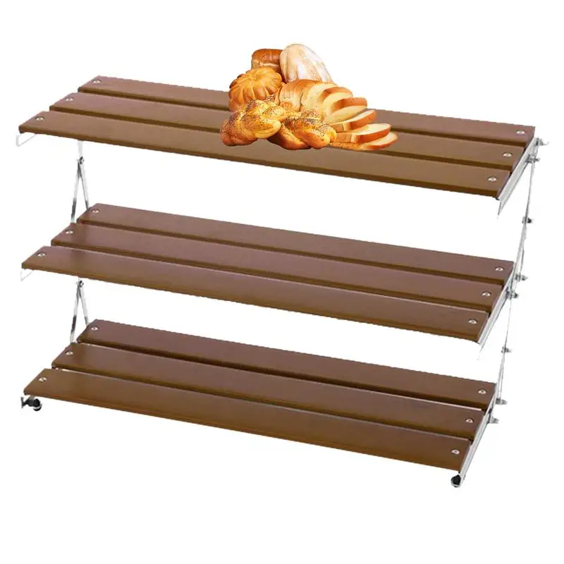 Camping Rack Display Organizer Rack Shelf Foldable With 3 Layers Stable Camping Shelving Organizer Sturdy For Picnic BBQ Cooking