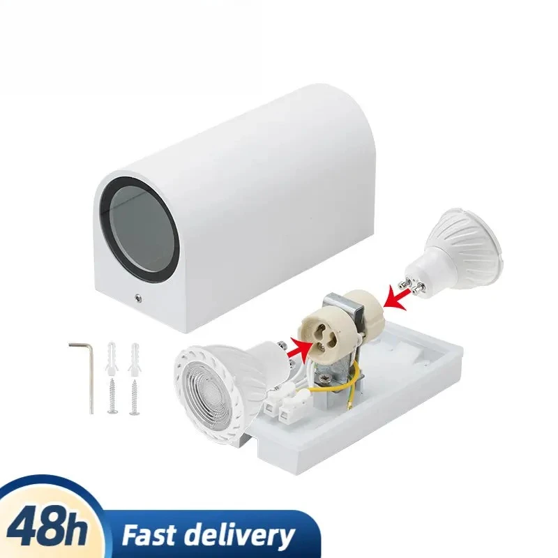 

NO Dimmable Led wall lights up down 6W Waterproof Surface Mounted Cube Garden Porch Light With GU10 LED Bulb Replacemnet