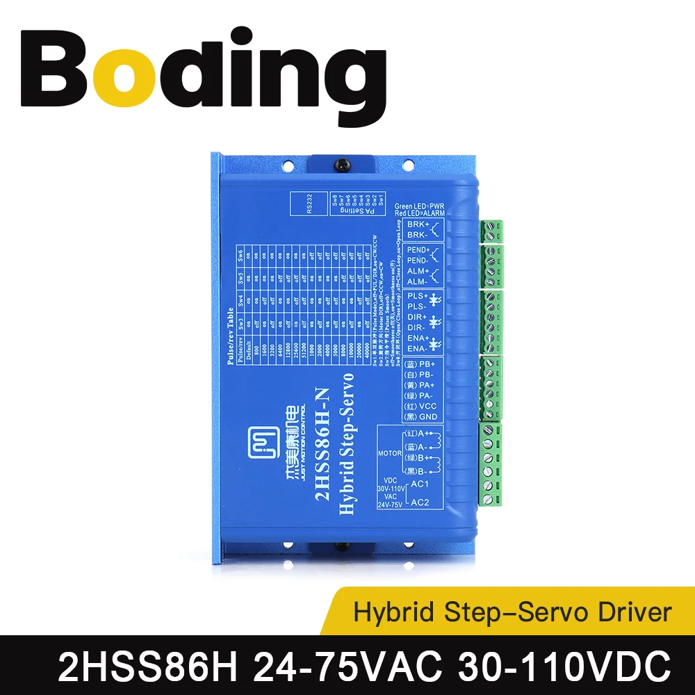 

BODING JMC 2 фазы 24-75 В переменного тока 30-110 В постоянного тока шаговый сервопривод с замкнутым контуром 2HSS86H для гравировального станка с ЧПУ с двигателем NEMA34