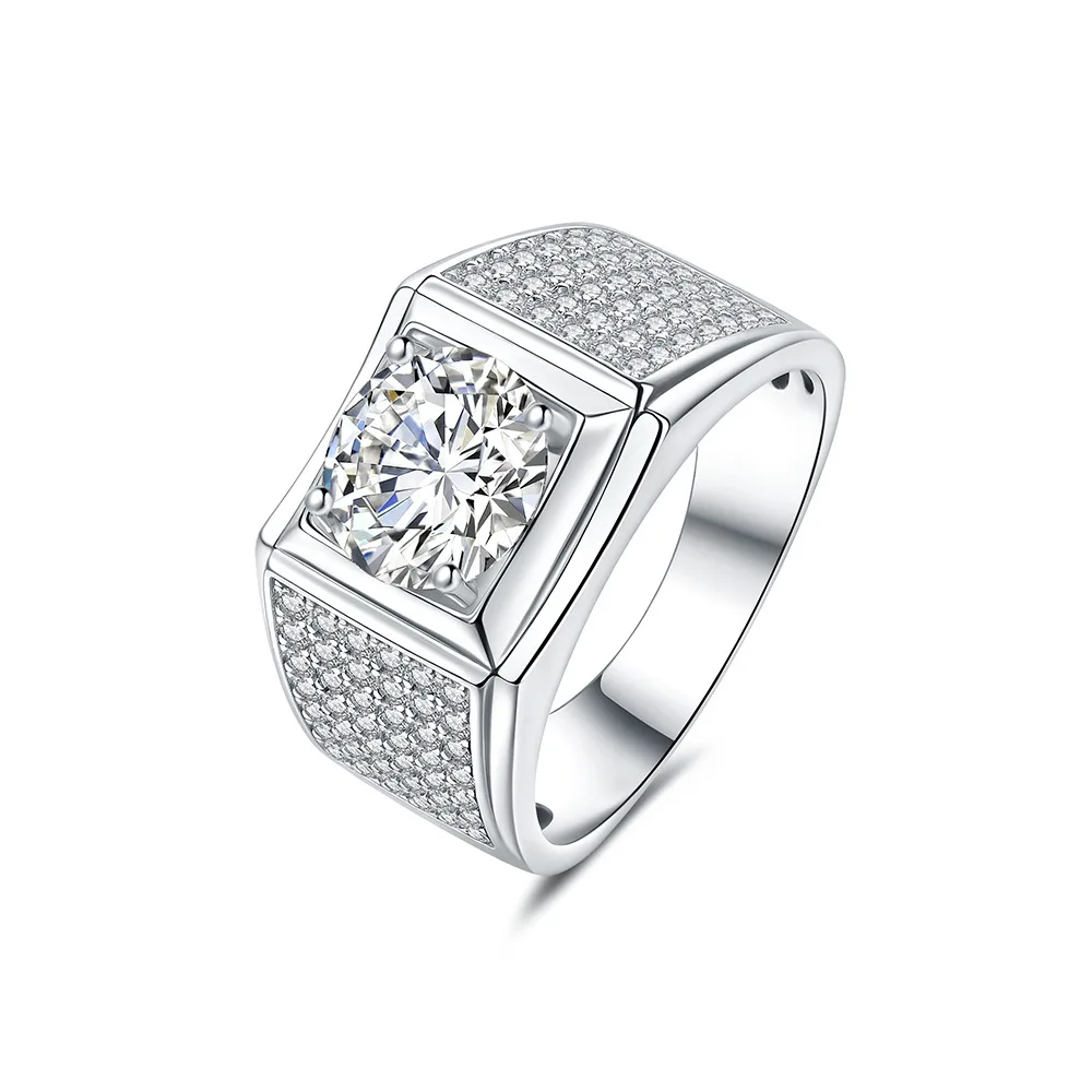 

A luxurious 925 silver ring inlaid with a VVS 3-carat moissanite, plated with 18K (white gold/yellow gold/rose gold), suitable f