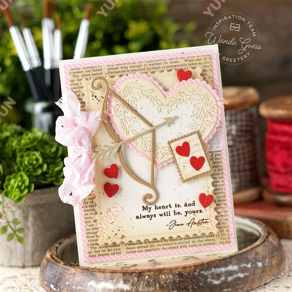 2025 New Greetery Home Gift Folk Heart Sentiments Love Frames Dies Cuts Crafts Stencils DIY Scrapbooking Stamps Valentine's Day