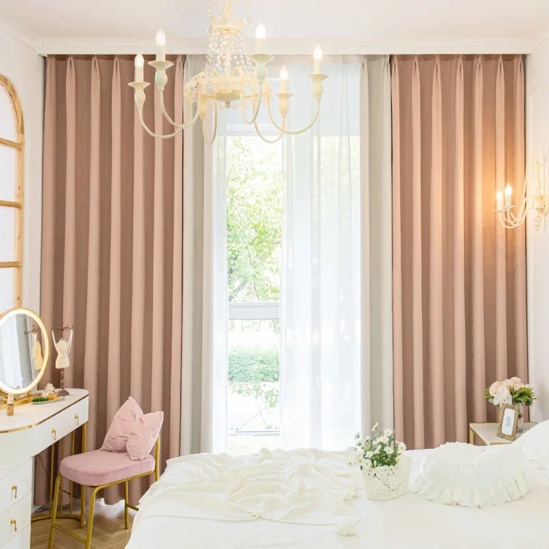 

Pink French Romantic Curtains for Living Dining Room Bedroom New Netflix Girl Princess Wind Blackout Coloring Senior Sense