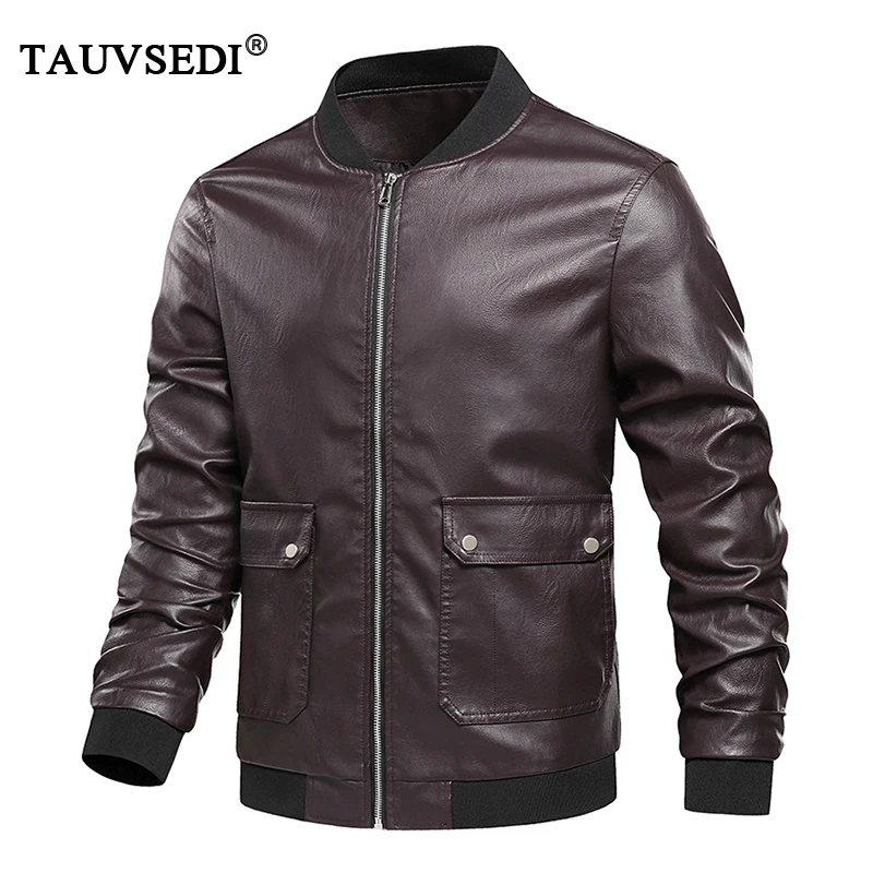 

Autumn Men Vintage Motorcycle PU Leather Jackets Coats Man Biker Casual Windbreaker Jacket Mens Slim Fit Overcoat Outwear Jacket