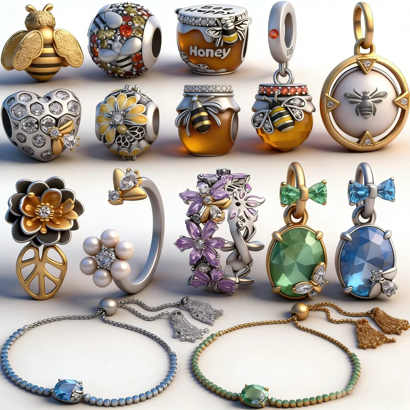 

Новинка лета: Оригинальные подвески-шармы из стерлингового серебра 925 пробы в виде пчелы и цветка, бусины-подвески для браслетов и ожерелий, для самостоятельного изготовления украшений, подарок