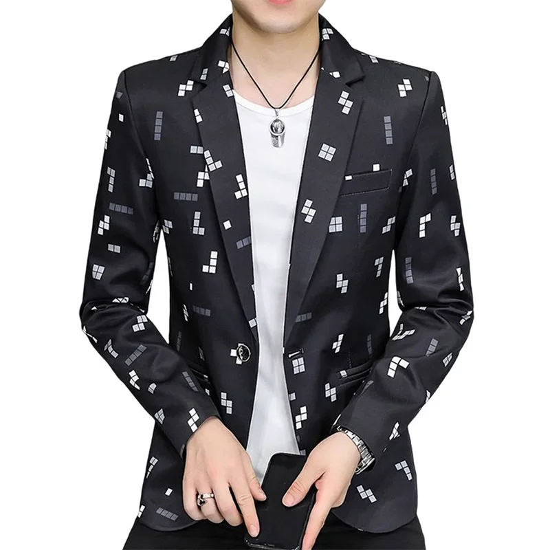 

High Quality Blazer Men's Youth Korean Fashion Trend Elegant Simple Business Party Casual Gentleman Western Fitted Coat