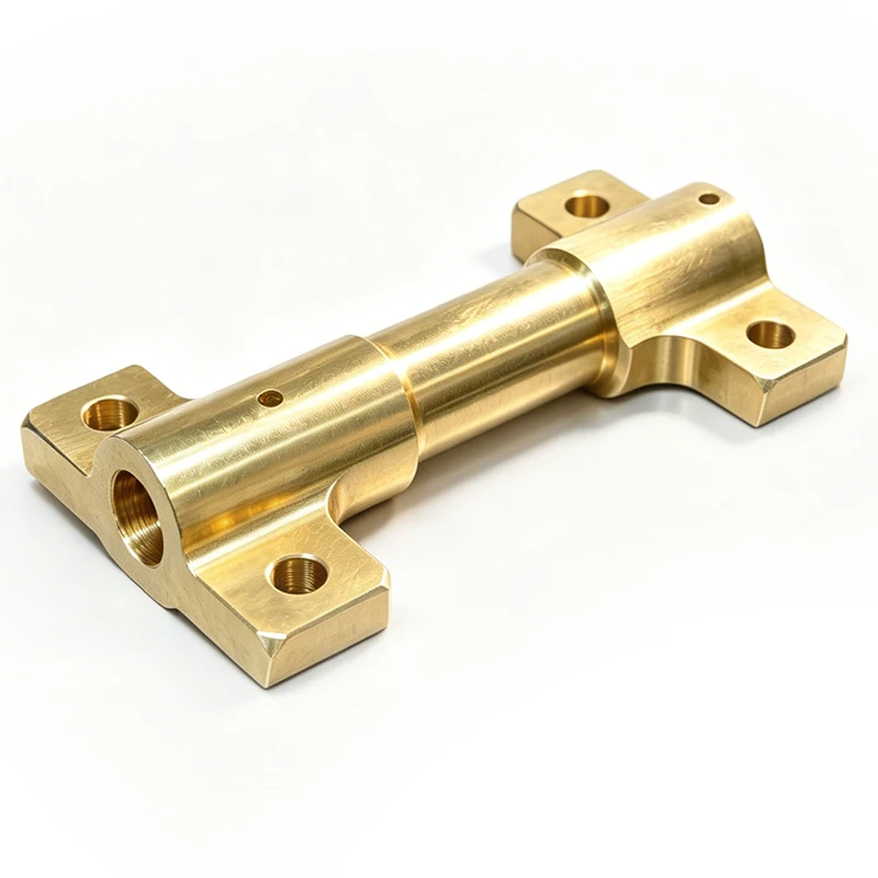 5-Axis CNC Machined Brass Support Bracket For Fluid Valve Custom Quality Brass Fabrication CNC Services