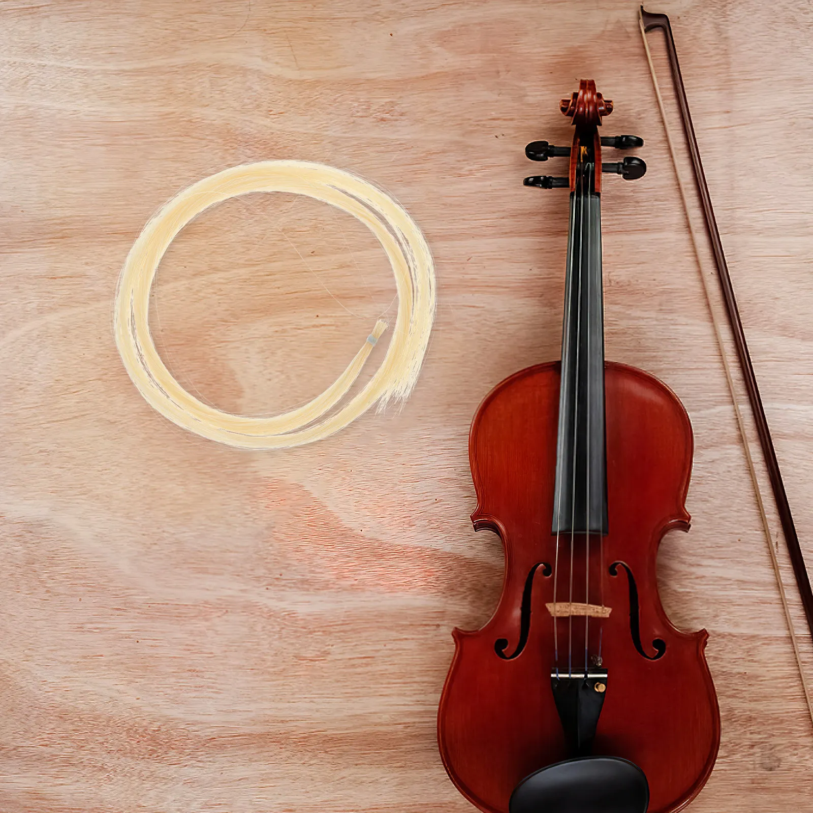 2 Hanks Pure White Violin Bow Hair from Mongolian Stallion Natural Unbleached Fibers for Violin Viola String Instrument Repair