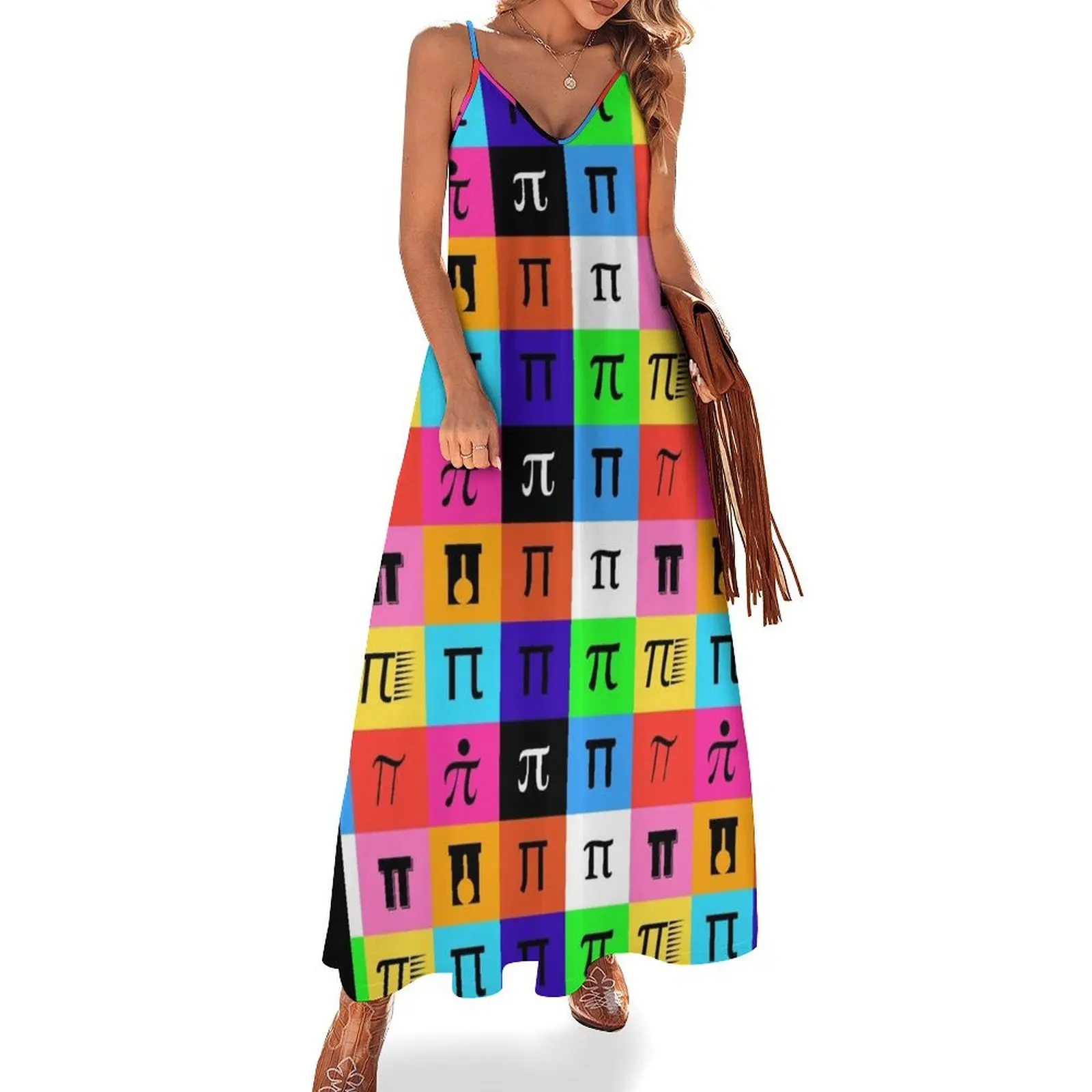 

colorblock happy pi day Sleeveless Long Dress dresses for special events cute dress summer dresses for women 2025 Dress