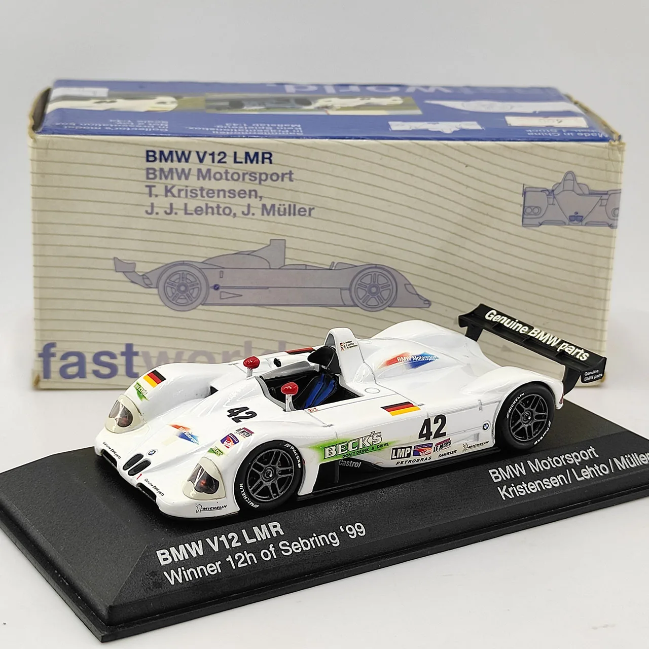

Дефектный литой под давлением масштаб 1:43, BMW V12 LMR Seblin, 12-часовой чемпион, модель автомобиля из сплава, Коллекционная игрушка, подарок, сувенир, украшение для дисплея