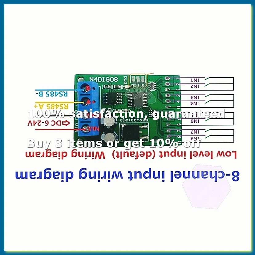 8Ch Input/Output Digital Switch TTL LvTTL CMOS RS485 IO Control Module Modbus Rtu Board for PLC Relay, (with Terminal)-DT30
