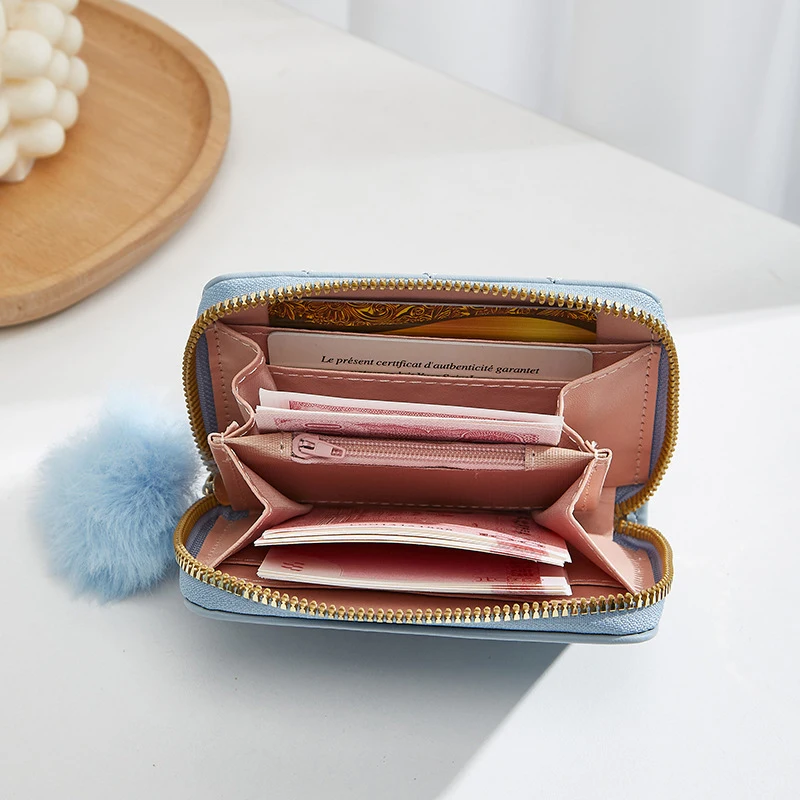 Carteira Monocromática Mini Zero com Peças Penduradas, Bordados, Nova Moda