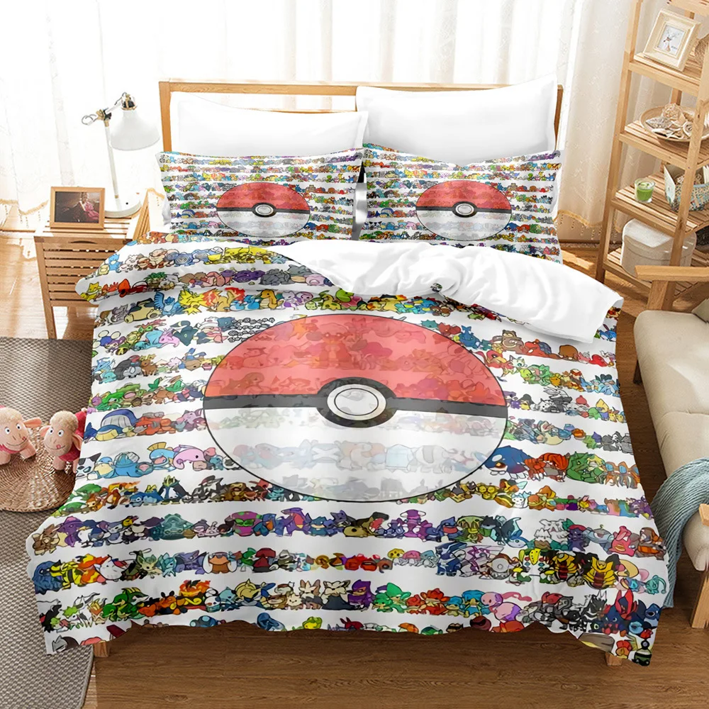 Cartoon Anime pokemon Set biancheria da letto Kawaii Pikachu Set copripiumino copripiumino federa Set letto per bambini Twin Queen King Size